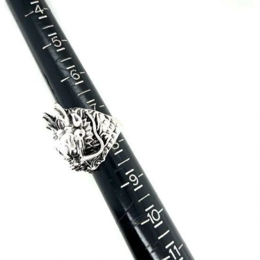 Silver‎ Tone Dragon Head Men's Ring